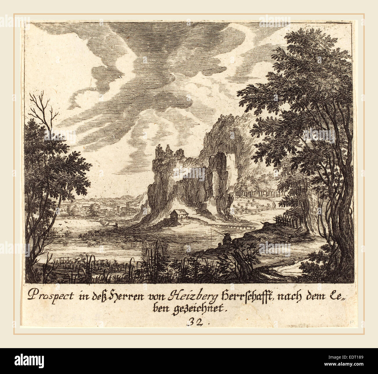 Melchior Küsel D'après Johann Wilhelm Baur (allemand, 1626-1683), sur la montagne, 1681, eau-forte Banque D'Images