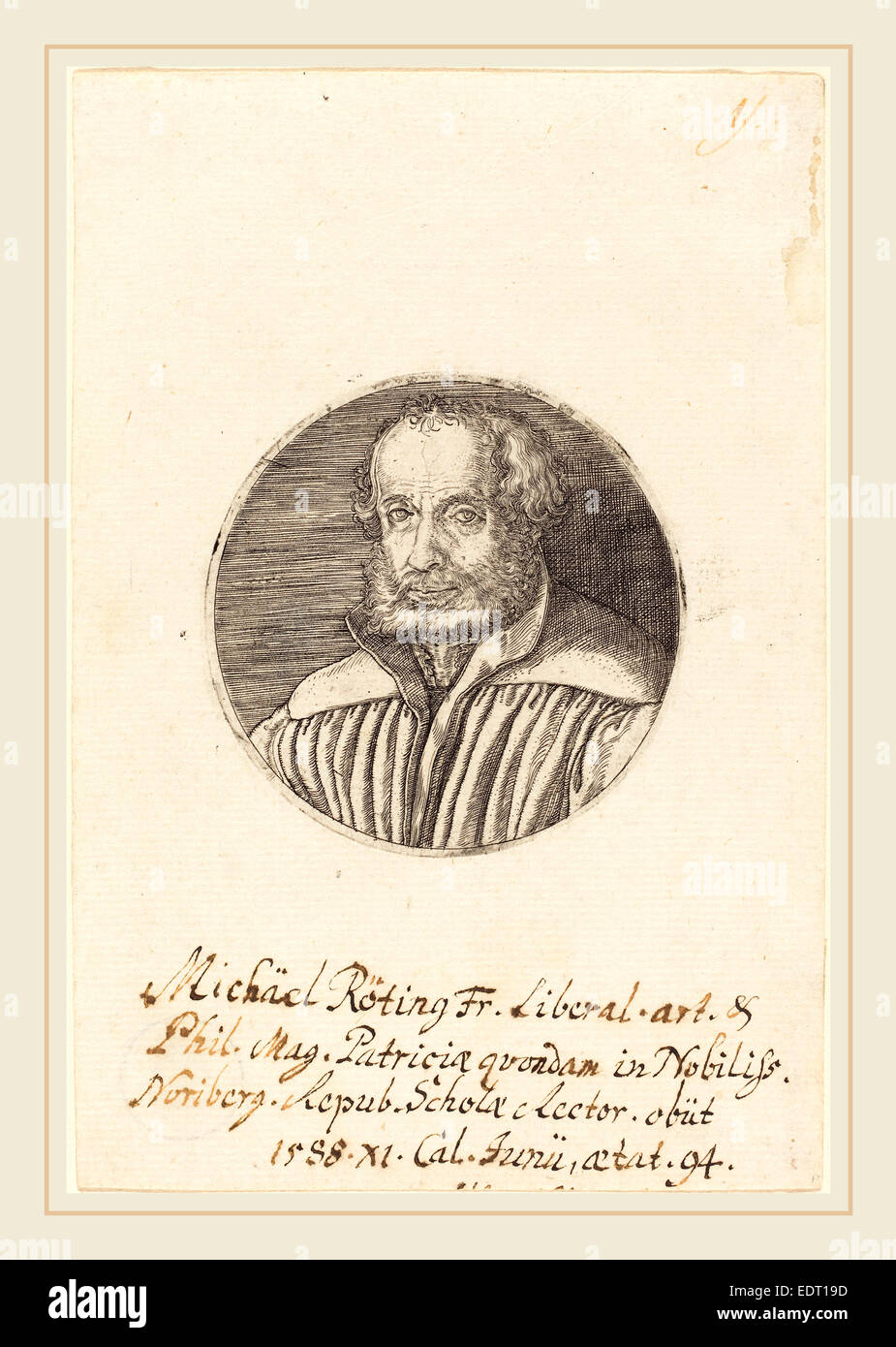Barthel Beham (allemand, 1502-1540), Michael Roting, gravure Banque D'Images