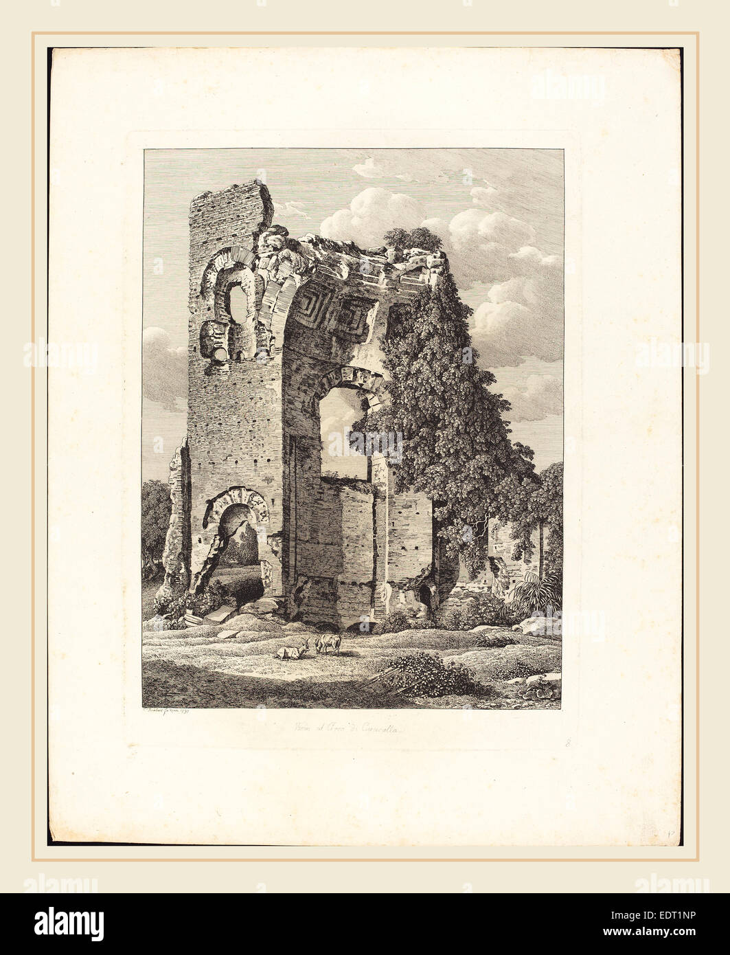 Johann Christian Reinhart (allemand, 1761-1847), vicino al Circo di Caracalla, 1797, eau-forte sur papier vergé [la preuve] Banque D'Images