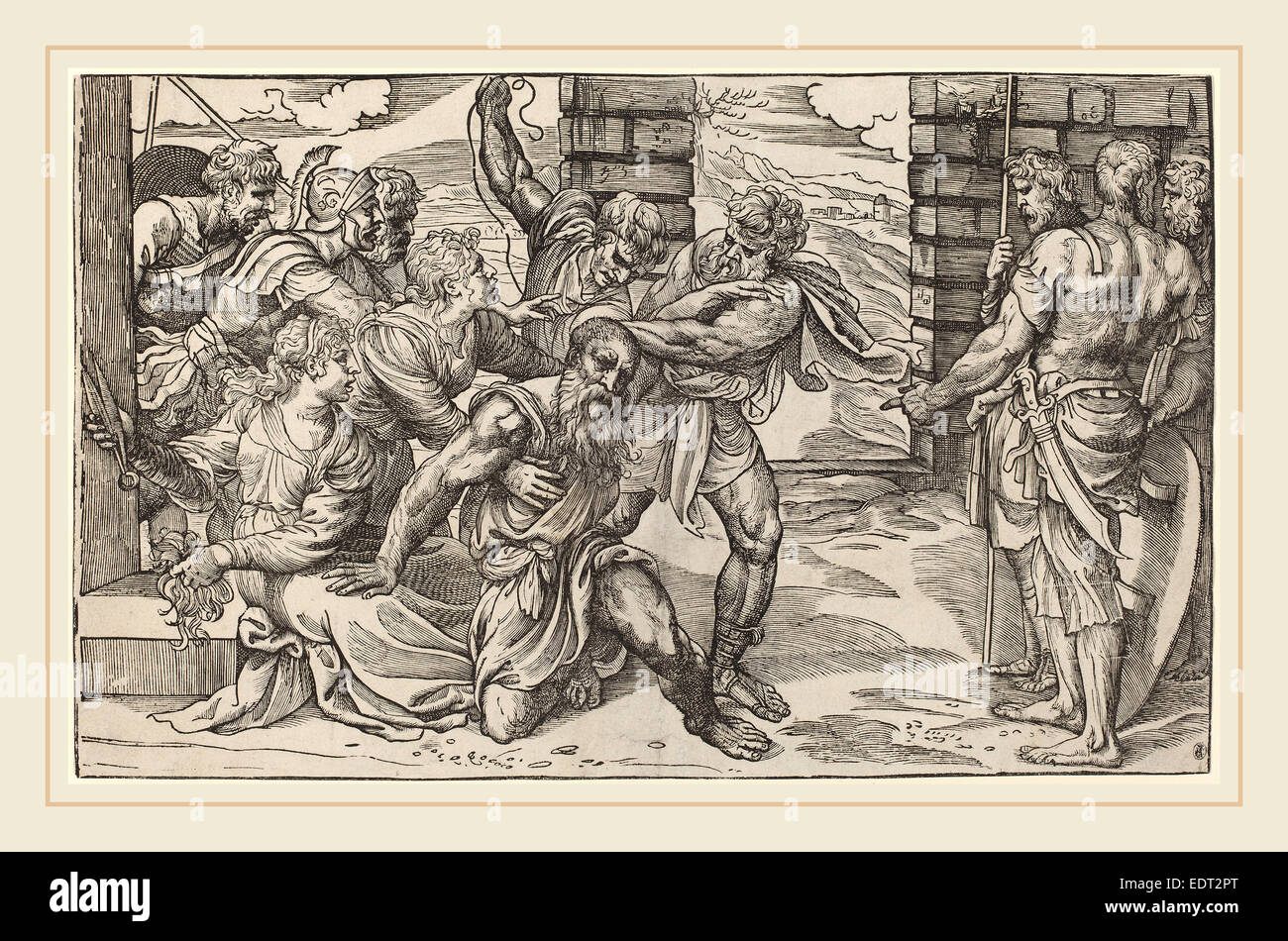 Niccolò Boldrini après Titien (italien, 1510-1566 ou après), Samson et Dalila, ch. 1540, gravure sur bois Banque D'Images