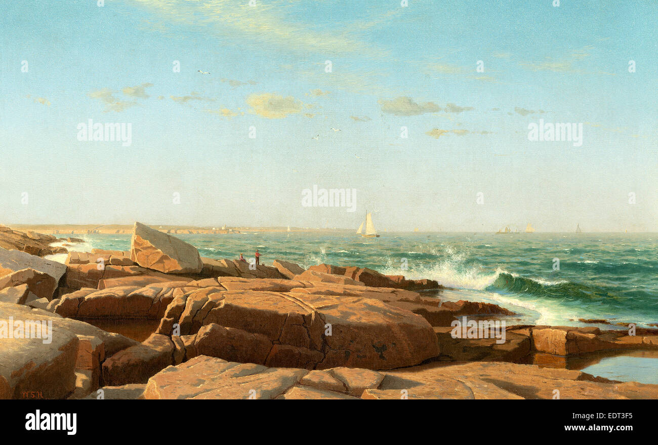 William Stanley Haseltine (américain, 1835 - 1900), la baie de Narragansett, 1864, huile sur toile Banque D'Images