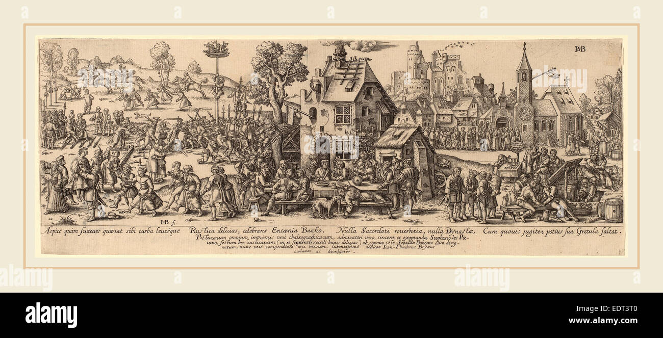 Jan Theodor de Bry après Barthel Beham (1561-1623), flamand, Country Fair, gravure Banque D'Images