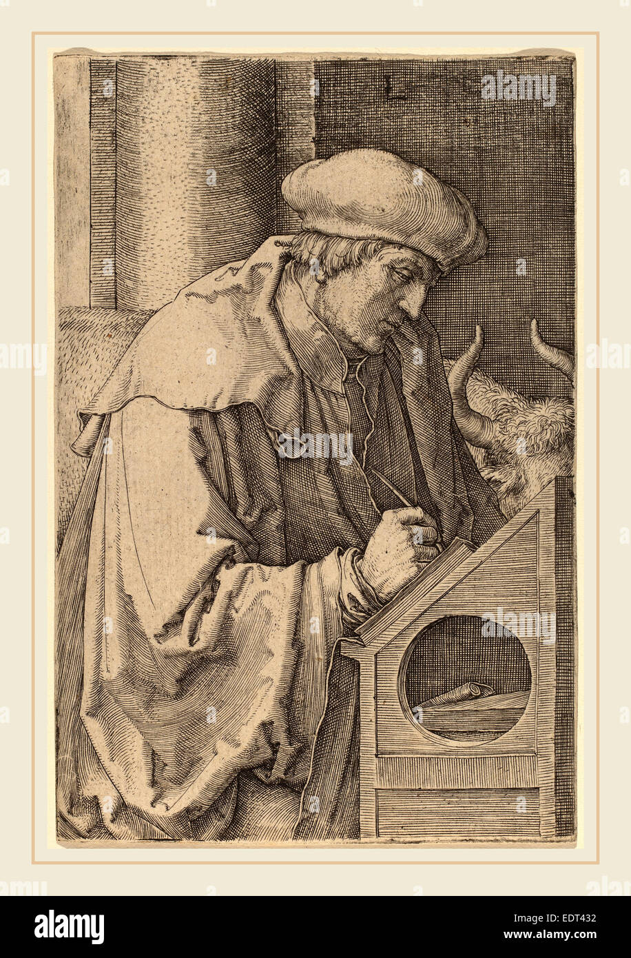 Lucas van Leyden (1489-1494-1533), Russisch, Saint Luc, 1518, gravure Banque D'Images