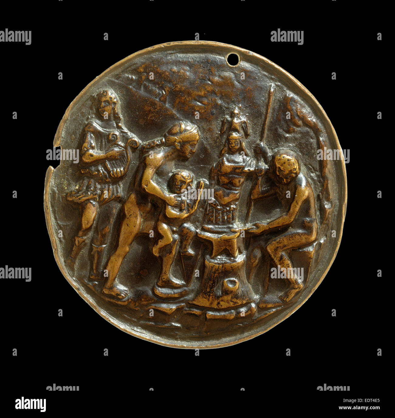 Master M.C., Apollon, Vénus, Mars et Vulcain, Italien, actif c. 1500, bronze patine brun moyen ; Banque D'Images