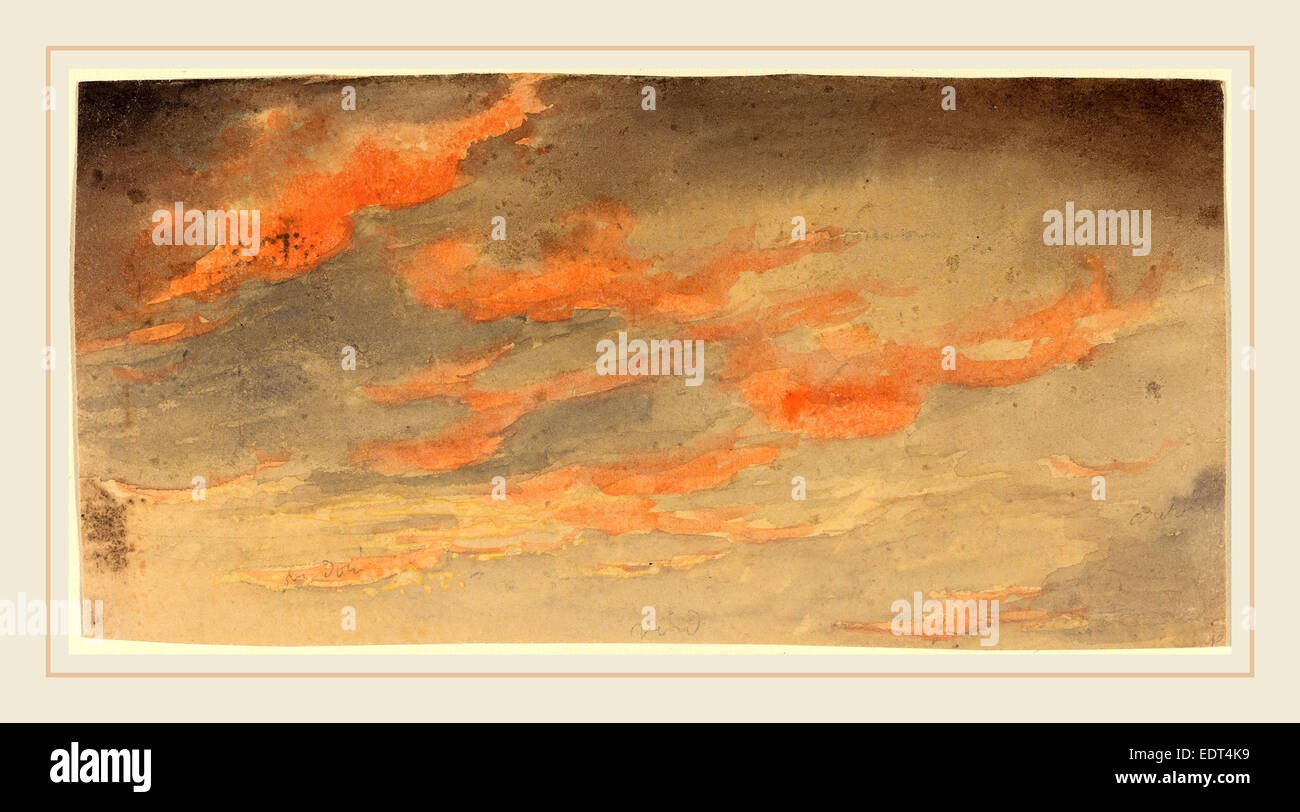 James Hamilton, Shegogue au coucher du Soleil, nuages, Américain, 1806-1872 Aquarelle sur mine de plomb Banque D'Images