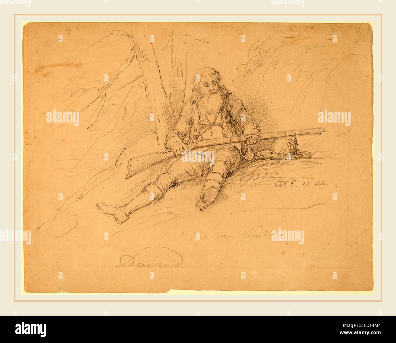 Asher Brown Durand, Rip Van Winkle, Américain, 1796-1886, ch. 1840, graphite Banque D'Images