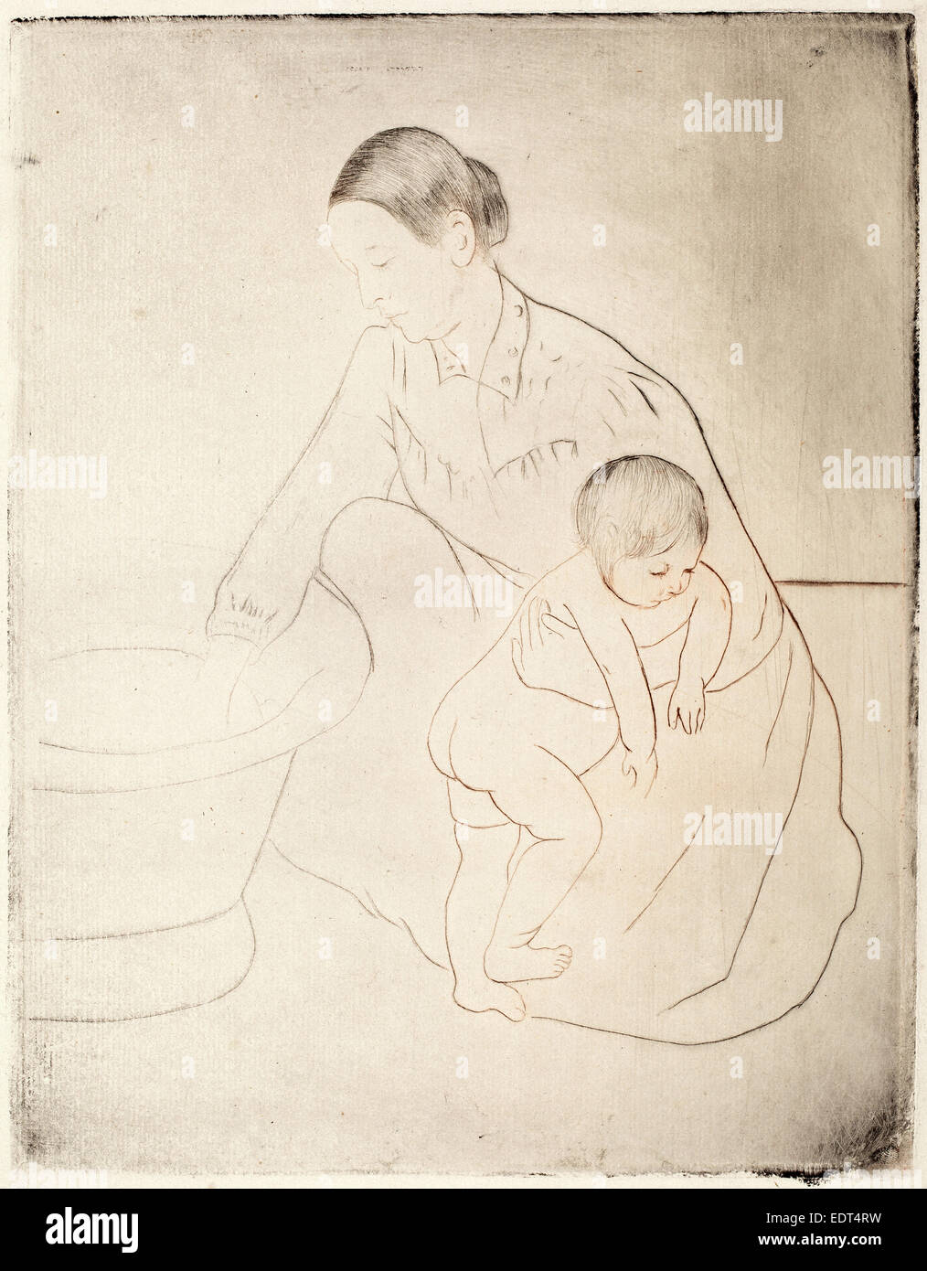 Mary Cassatt, la baignoire, cuisine américaine, 1844 - 1926, ch. 1891, pointe sèche et douce au sol-eau-forte Banque D'Images