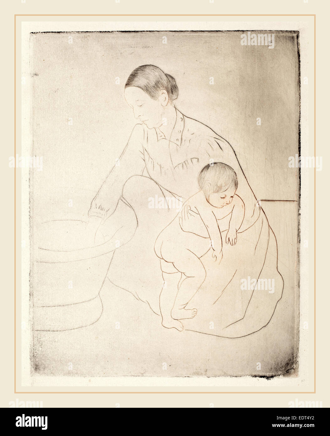 Mary Cassatt, la baignoire, cuisine américaine, 1844-1926, ch. 1891, pointe sèche et douce au sol-eau-forte Banque D'Images