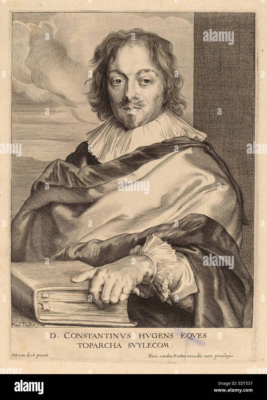 Paulus Pontius, d'après Sir Anthony Van Dyck (Flamand, 1603 - 1658), Constantin Huygens, probablement 1626-1636, gravure Banque D'Images