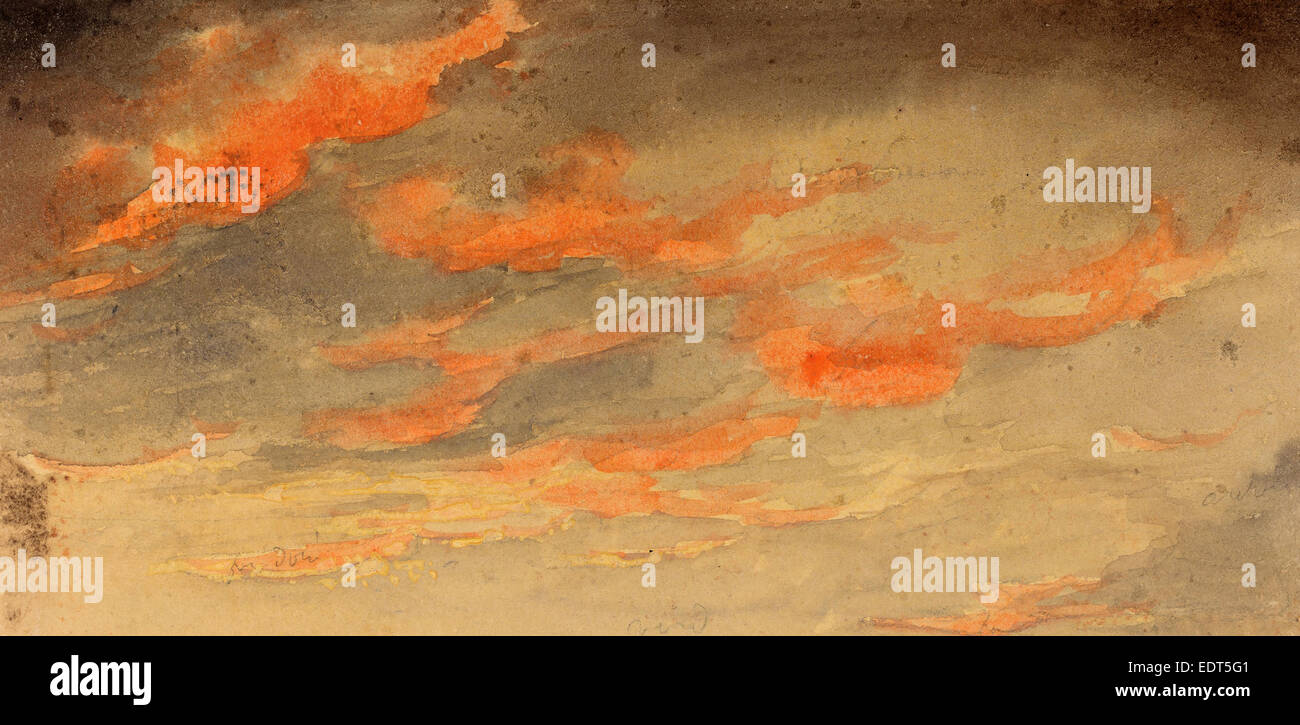 James Hamilton Shegogue, les nuages au coucher du soleil, américain, 1806 - 1872, Aquarelle sur mine Banque D'Images