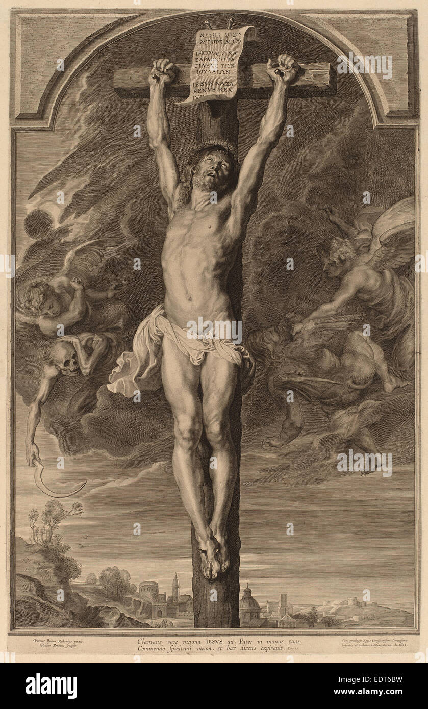 Paulus Pontius, d'après Sir Peter Paul Rubens (Flamand, 1603 - 1658), Christ en croix, 1631, gravure Banque D'Images