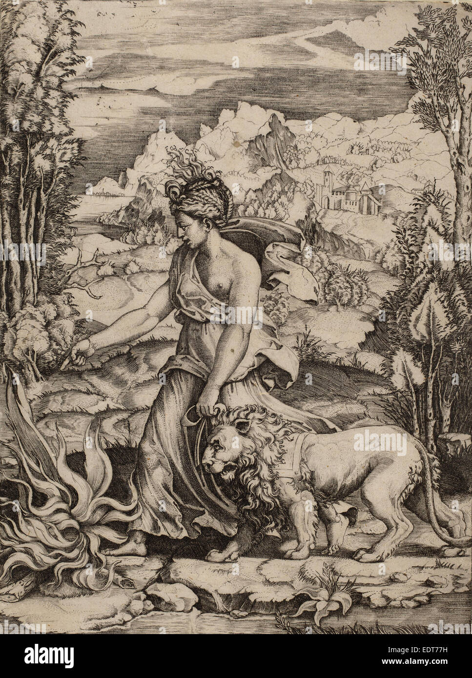 Marco dente (Italien), ch. 1493 - 1527), courage, gravure Banque D'Images