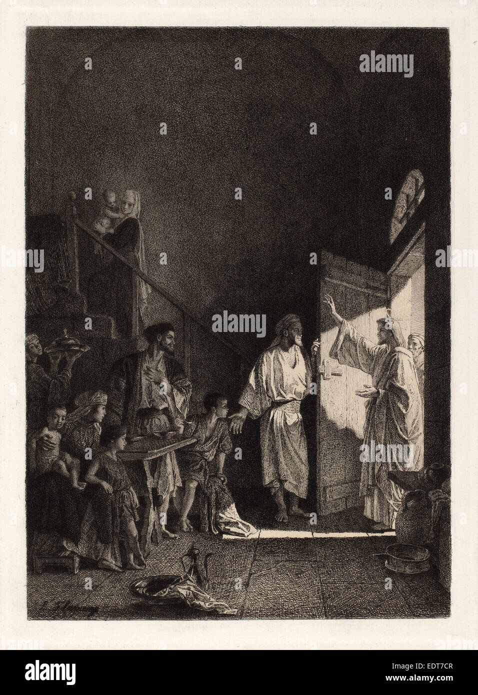 Leopold Flameng après Alexandre Bida, le Nouveau Testament, en français, 1831 - 1911, etching Banque D'Images