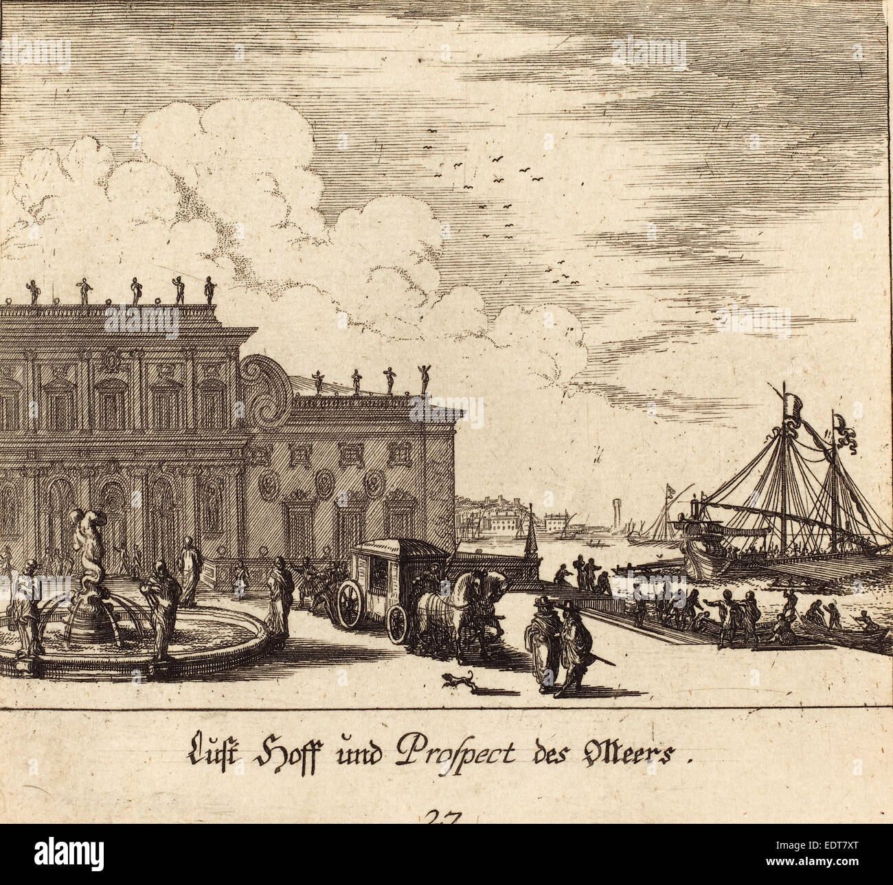 Melchior Küsel D'après Johann Wilhelm Baur (Allemand, 1626 - 1683), vue de Meers, 1681, eau-forte Banque D'Images
