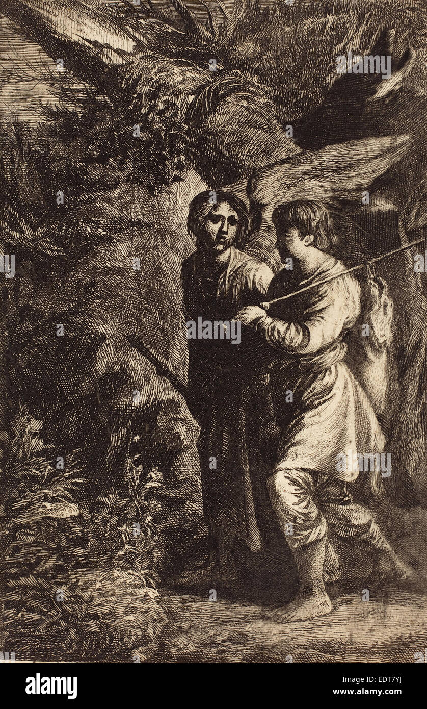 Richard Dadd (Allemand, 1578 - 1610), Tobias et l'Ange, de gravure Banque D'Images