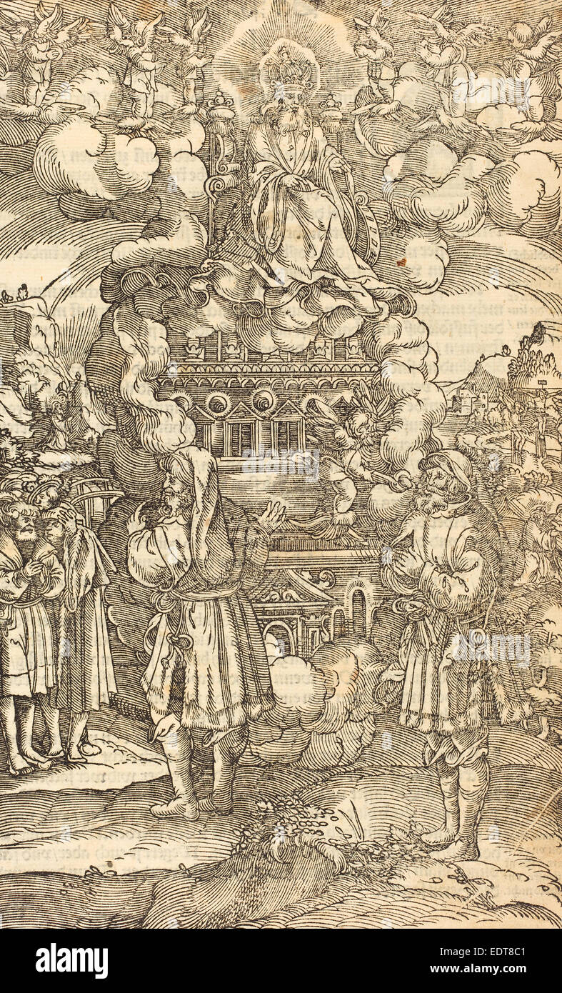 L'allemand du 16ème siècle, l'Apocalypse, gravure sur bois sur papier Banque D'Images