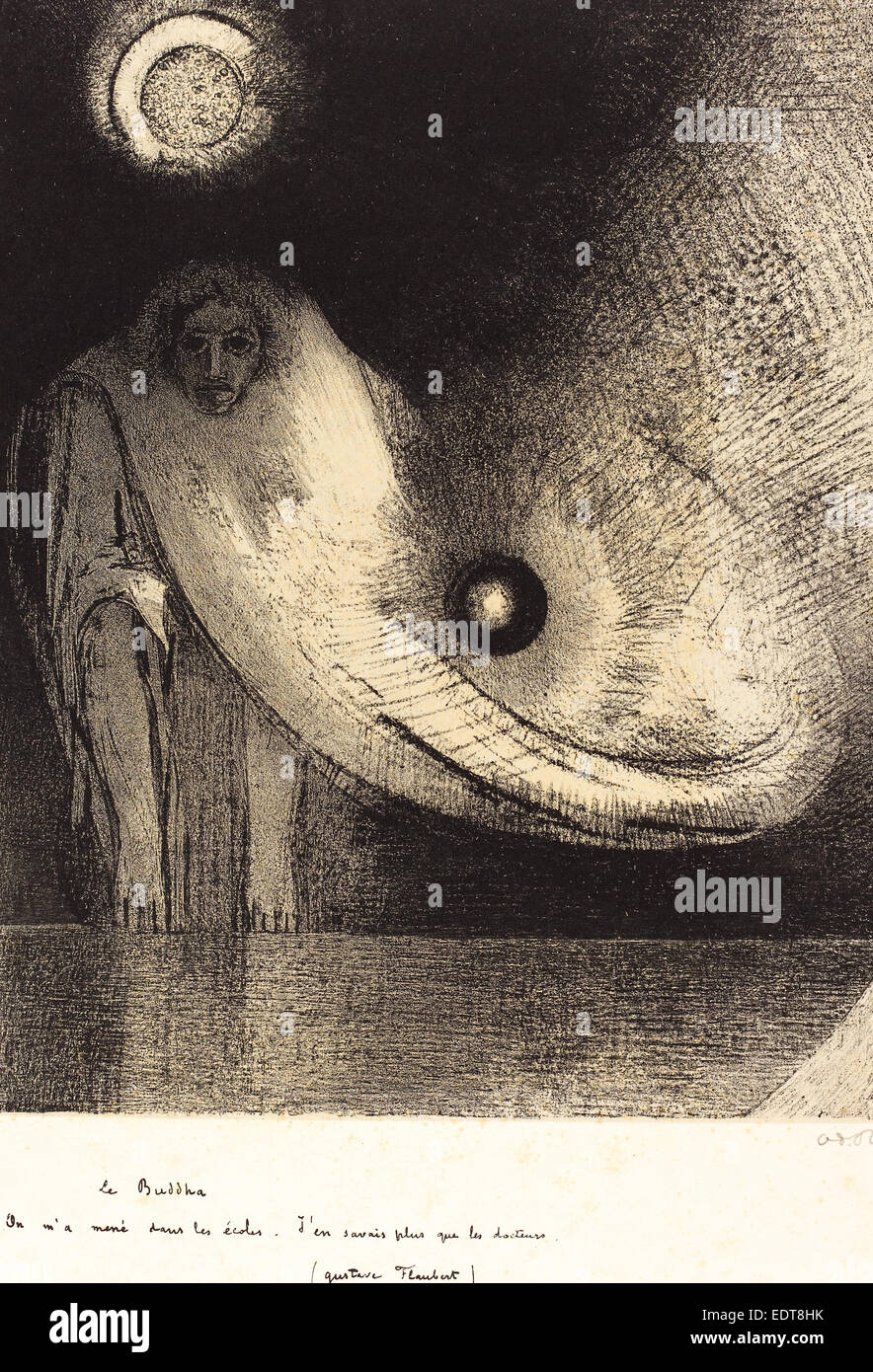Odilon Redon (Français, 1840 - 1916), Le Bouddha, lithographie, 1895 Banque D'Images