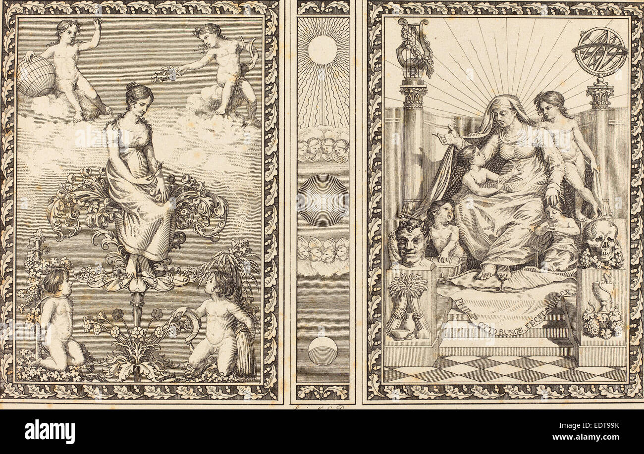 Philipp Otto Runge (Allemand, 1777 - 1810), la conception de calendrier, gravure Banque D'Images