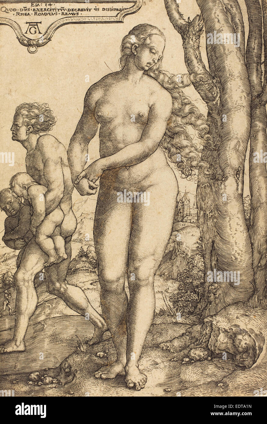 Heinrich Aldegrever (Allemand, 1502 - 1555-1561), Rhea Silvia Banque D'Images