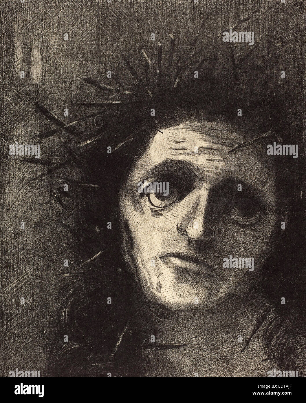 Odilon Redon (Français, 1840 - 1916), le Christ, 1887, lithographie Banque D'Images