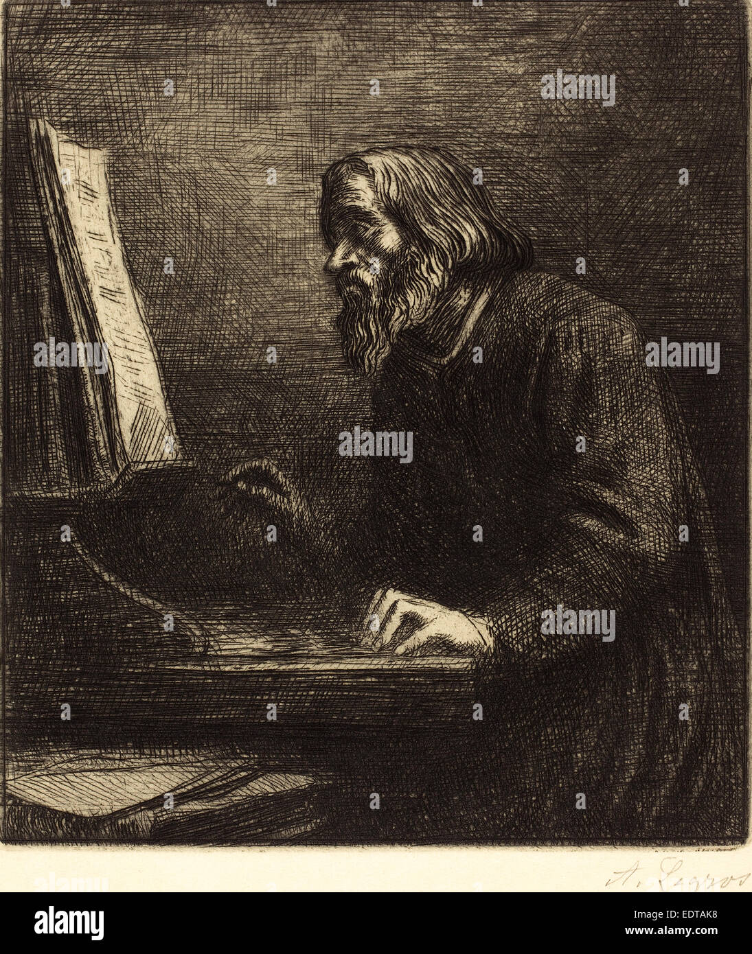 Alphonse Legros, chef de Chœur (Le maître de chapelle), français, 1837 - 1911, etching Banque D'Images