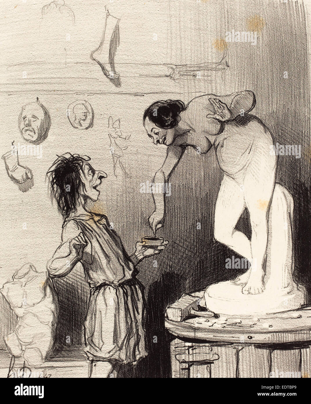 Honoré Daumier (Français, 1808 - 1879), Pygmalion, 1842, lithographie Banque D'Images