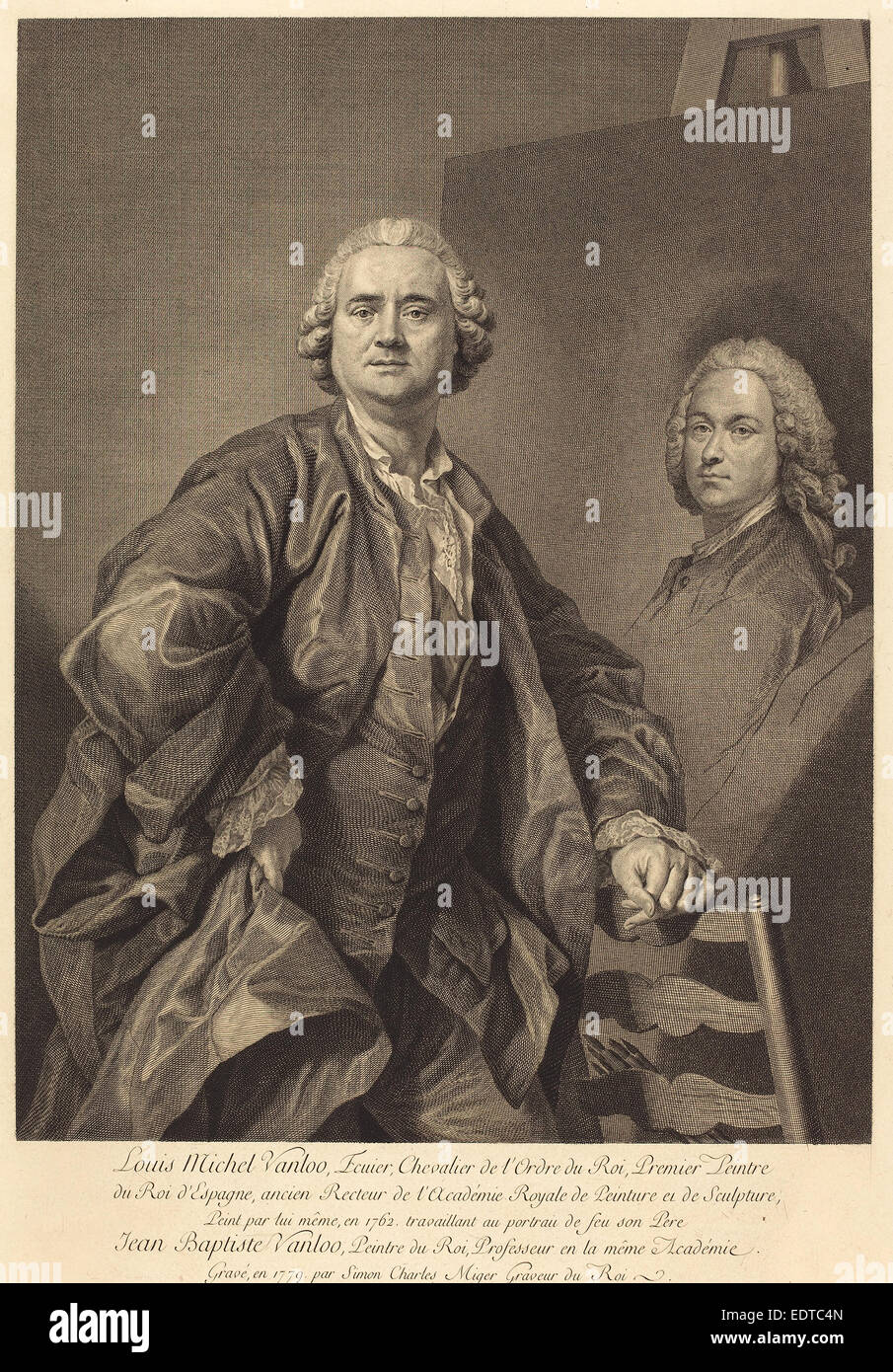 Simon Charles Miger après Louis Michel Van Loo (Français, 1736 - 1820), Louis Michel Vanloo, 1779, la gravure à l'eau-forte Banque D'Images