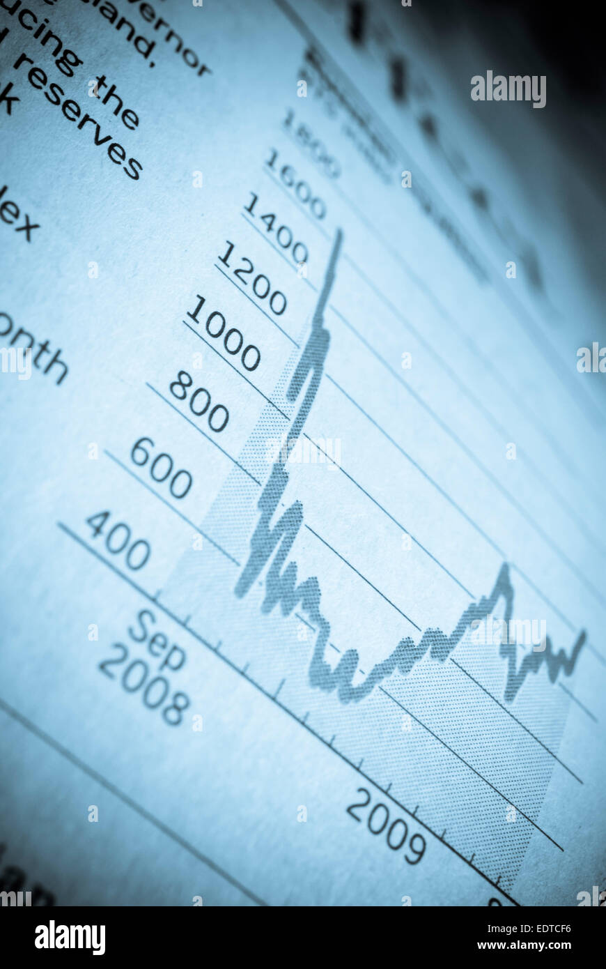 Close up d'un marché boursier graphique Banque D'Images