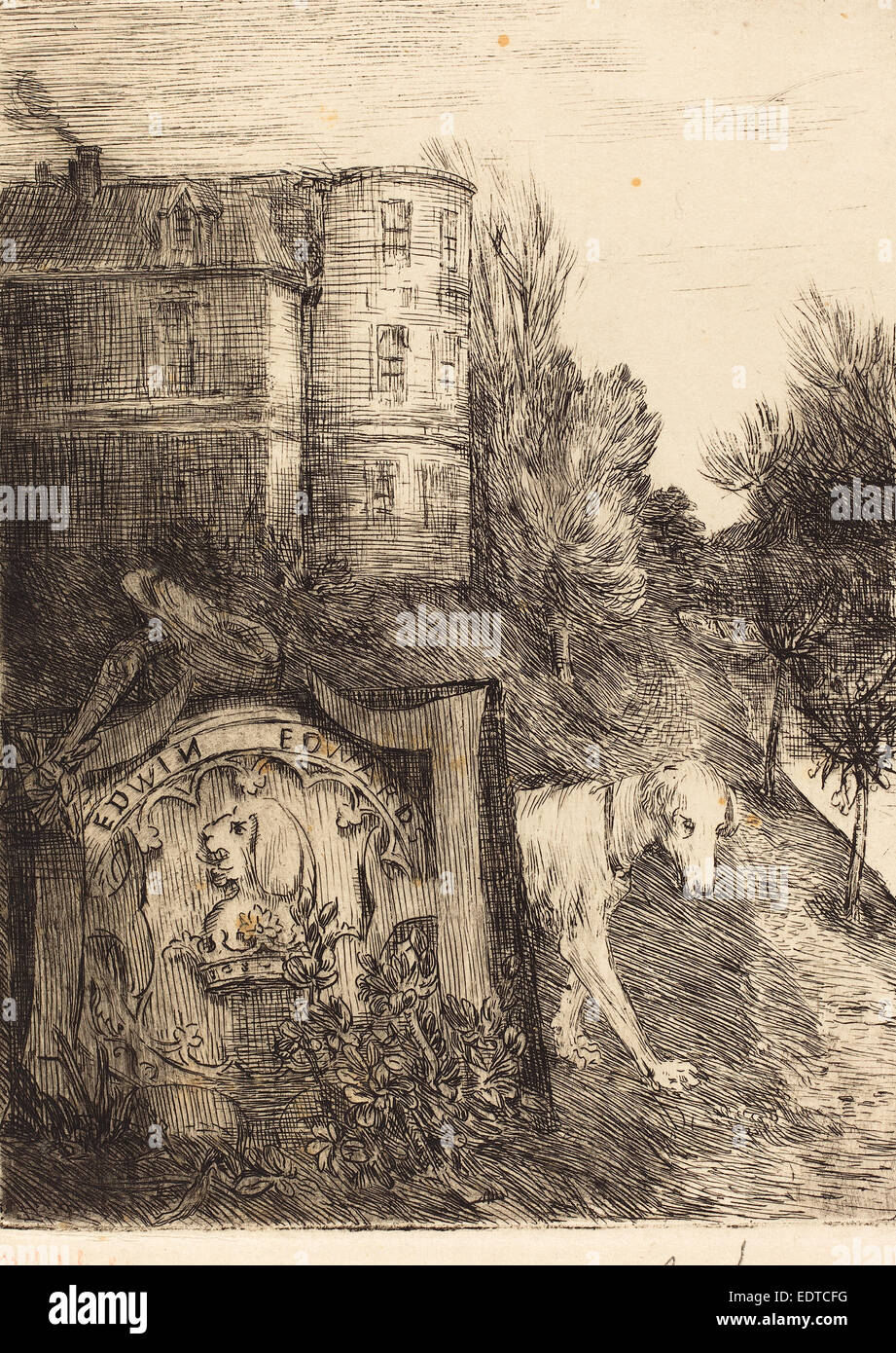 Alphonse Legros, Ex-Libris Edwin Edwards, Français, 1837 - 1911, etching Banque D'Images