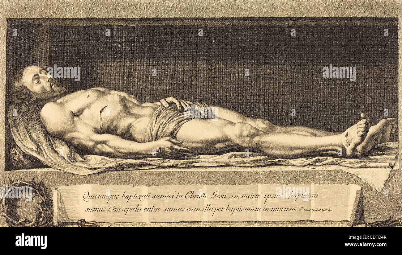 Nicolas de Plattemontagne après Philippe de Champaigne (Français, 1631 - 1706), le Corps du Christ, 1654, gravure sur bois sur papier Banque D'Images