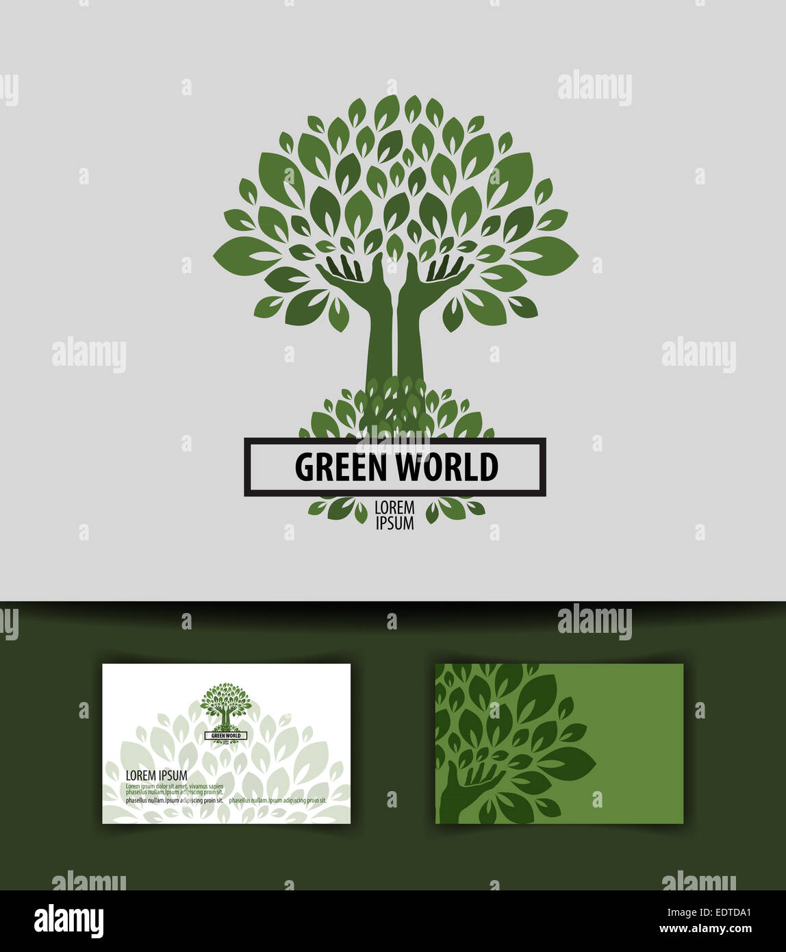 Arbre. logo, icône, signe, emblème, modèle, carte d'affaires Banque D'Images