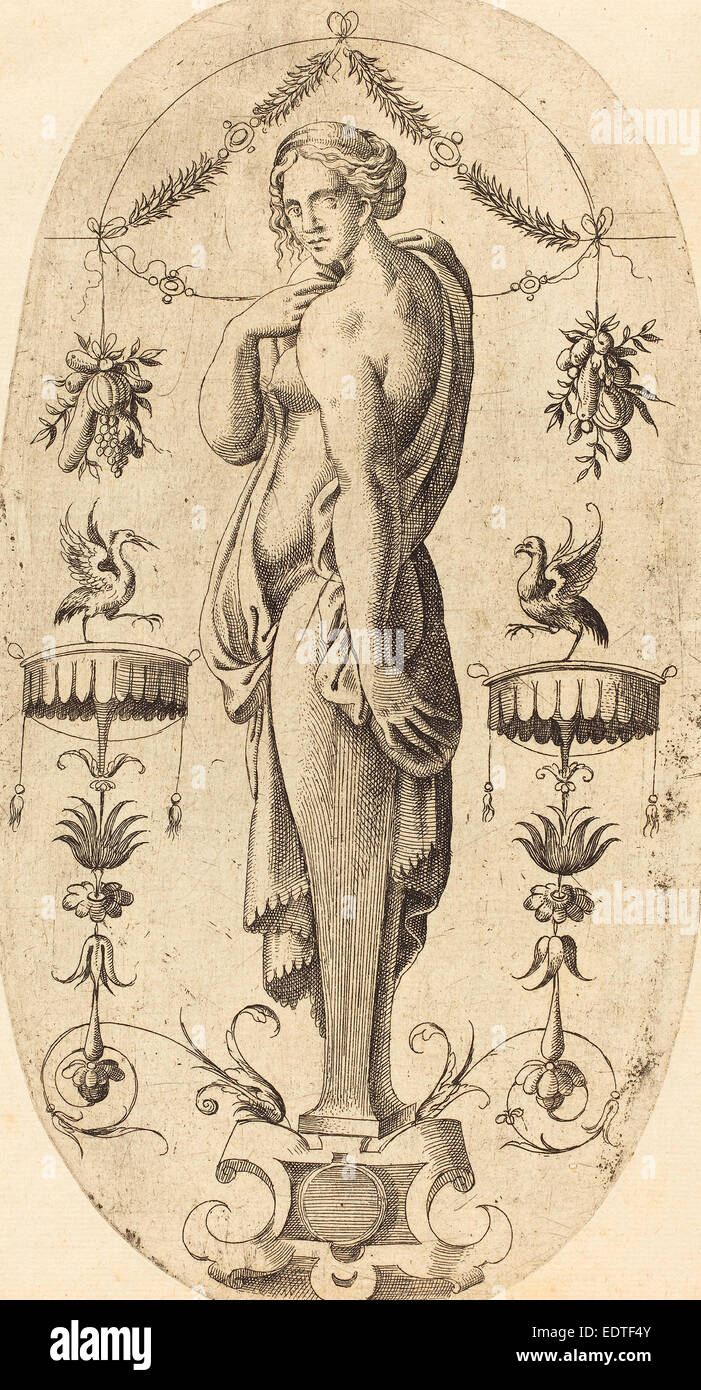 Jean Mignon (Français, Actif 1543 - active c. 1545), la femme à gauche, l'attaque de profil Banque D'Images