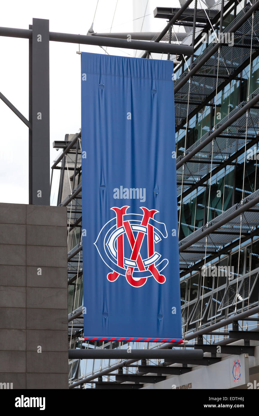 Terrain de cricket de Melbourne, en Australie sur la bannière logo Banque D'Images