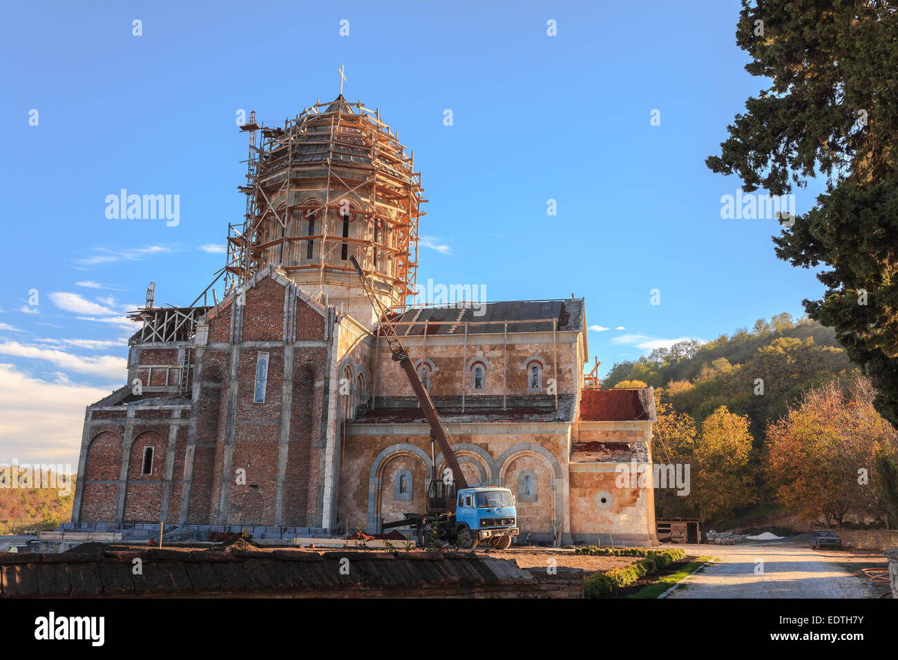 Construction d'une nouvelle église à Sighnaghi, Géorgie Banque D'Images