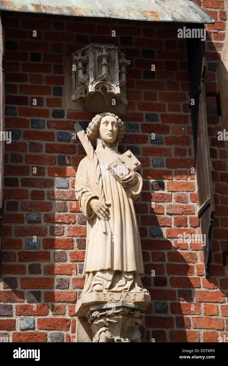 Statue à la Cathédrale Saint-Jean, l'île de la Cathédrale, Wroclaw, la Basse Silésie, Pologne, Europe Banque D'Images