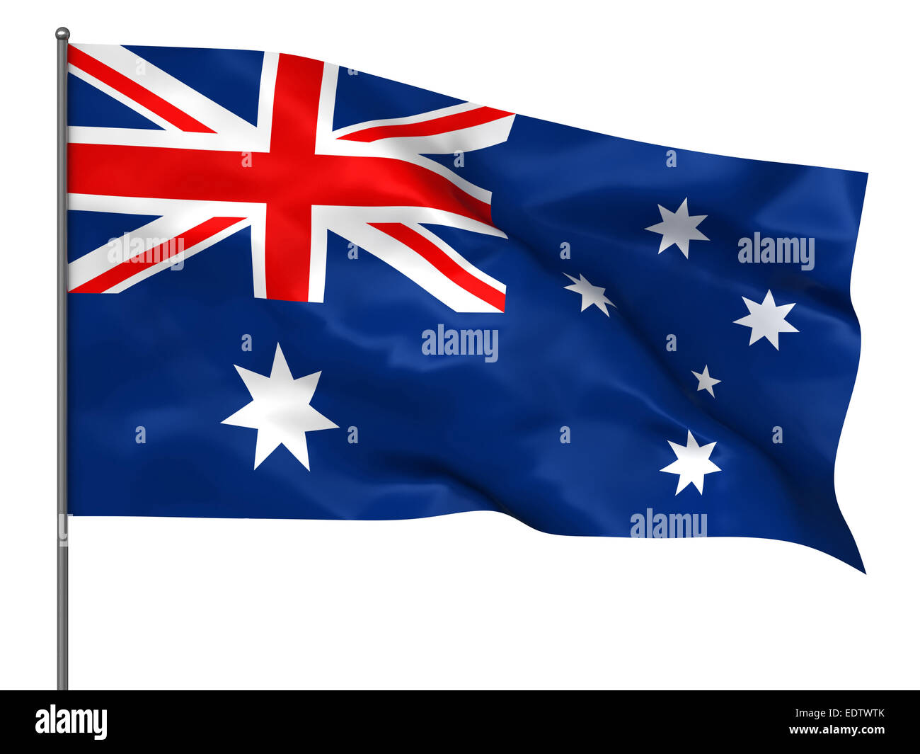 En agitant drapeau australien isolé sur fond blanc Banque D'Images