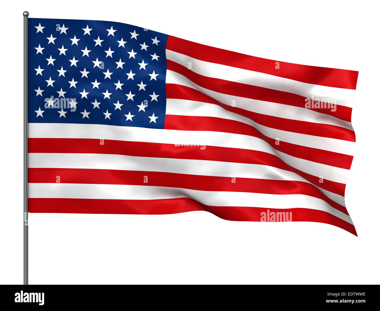 En agitant drapeau américain isolé sur fond blanc Banque D'Images