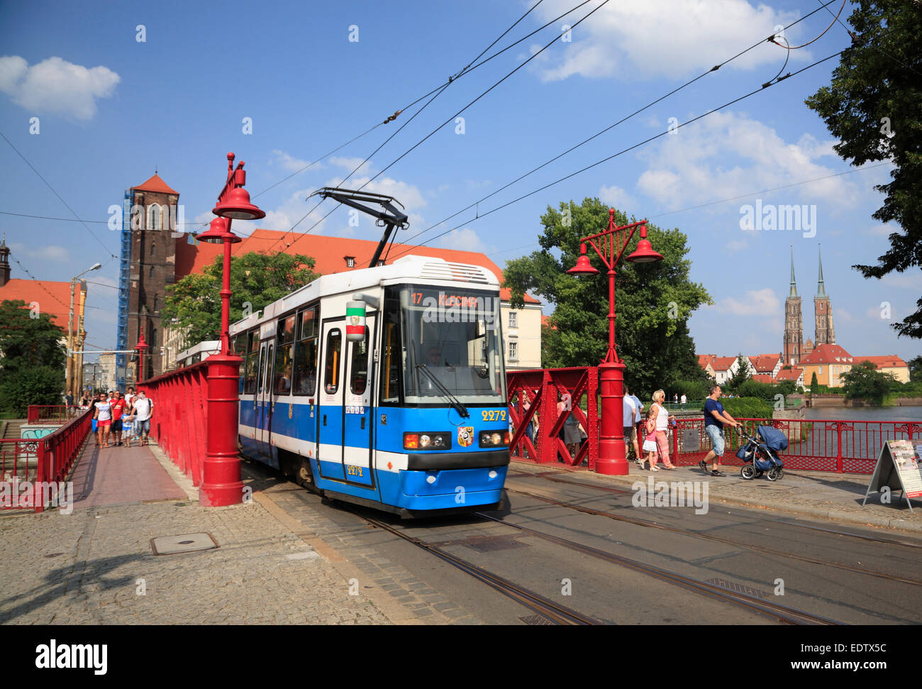 Tramway à combler la plupart Piaskowy, Wroclaw, la Basse Silésie, Pologne, Europe Banque D'Images