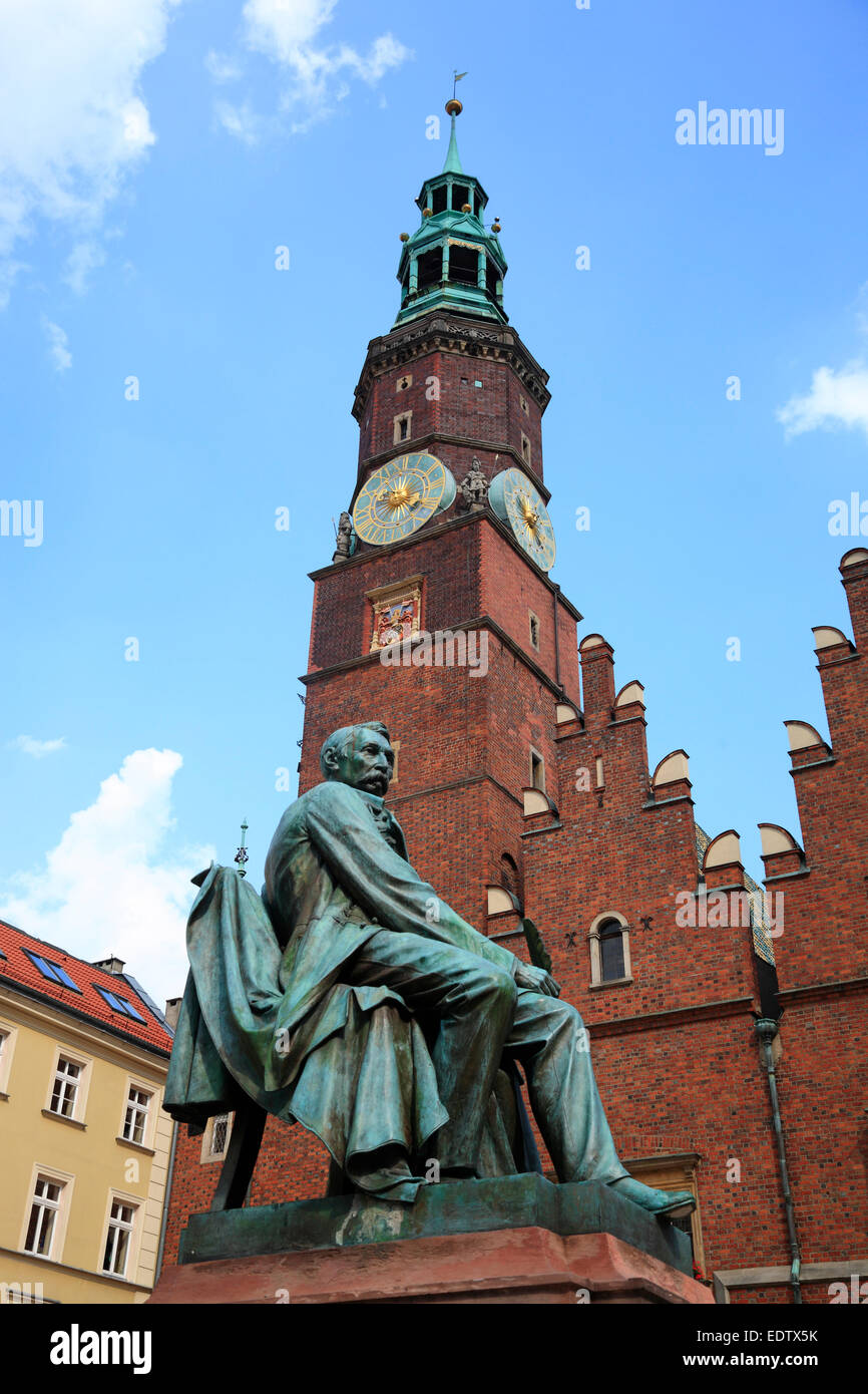 Alexander Fredo Monument à la place du marché Rynek, Wroclaw, la Basse Silésie, Pologne, Europe Banque D'Images