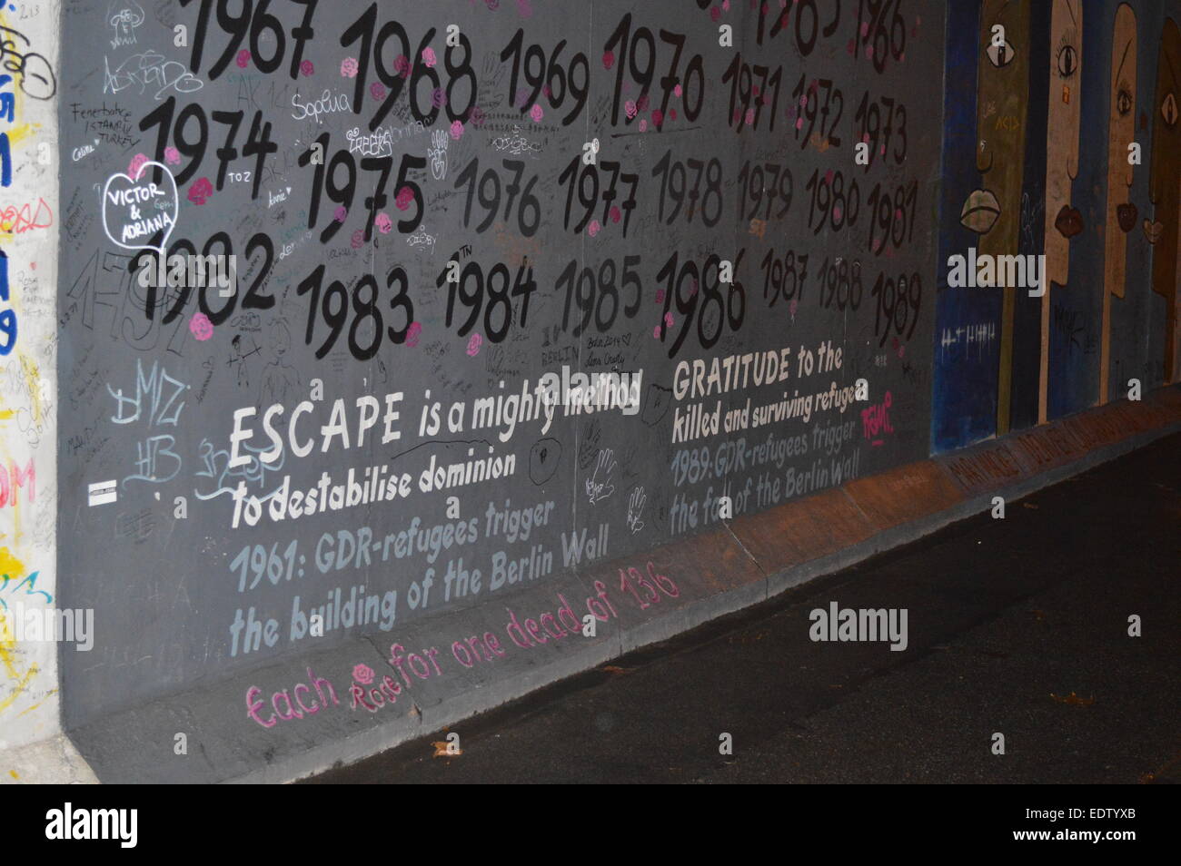 Citations d'art de rue sur le mur de Berlin, East Side Gallery Banque D'Images