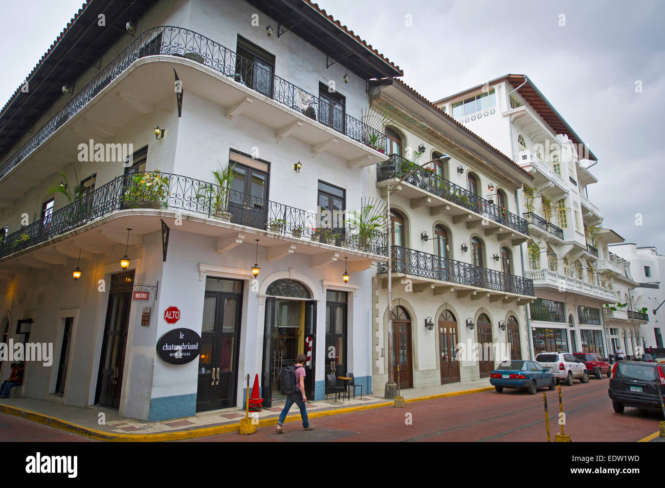 Rénovation de bâtiments en zone Casco Viejo, Panama City Banque D'Images