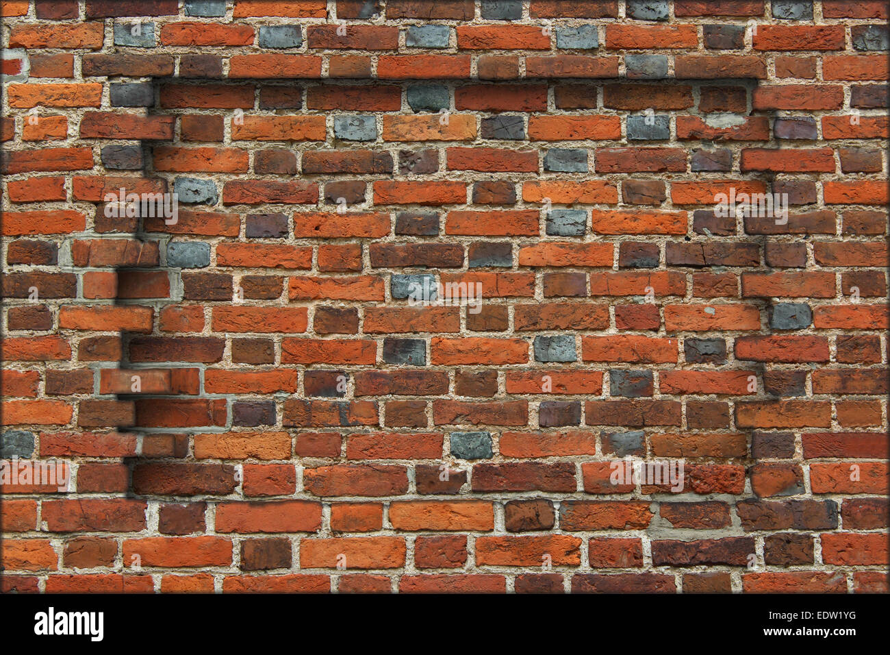 Dans le mur brisé niche fabriqué à partir de la brique rouge Banque D'Images