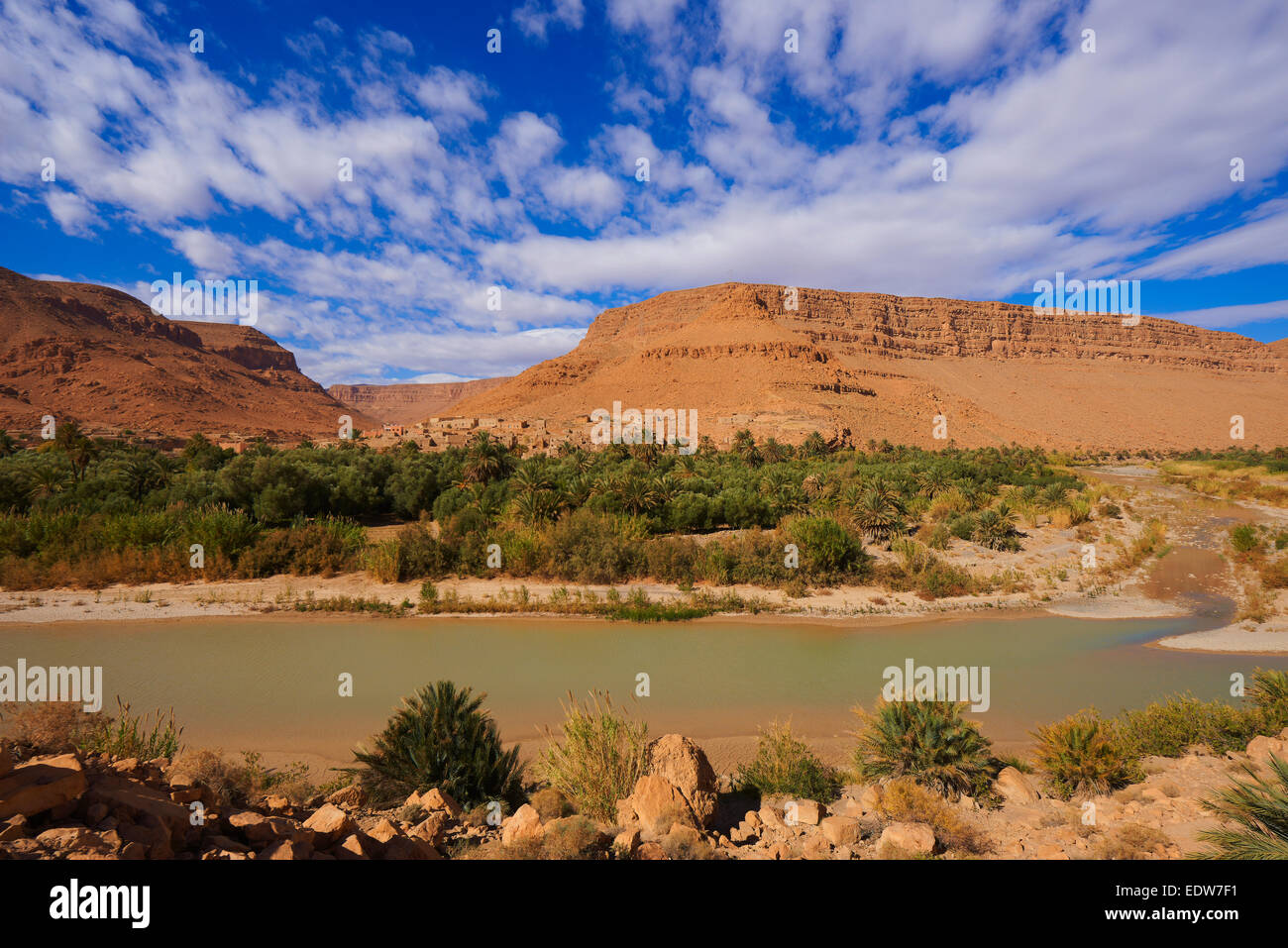 La rivière de Ziz, Oued Ziz, gorges du ZIZ, Vallée de Ziz Ziz, Gorges, région du Tafilalet, au Maroc, Afrique du Nord Banque D'Images
