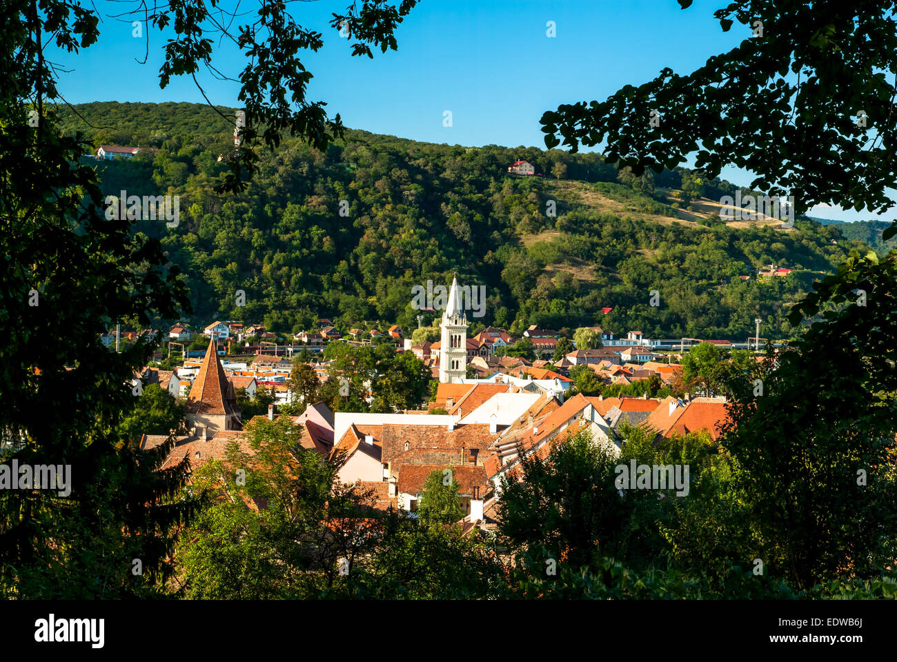 Belle vue de la ville de Sighisoara, Roumanie Banque D'Images