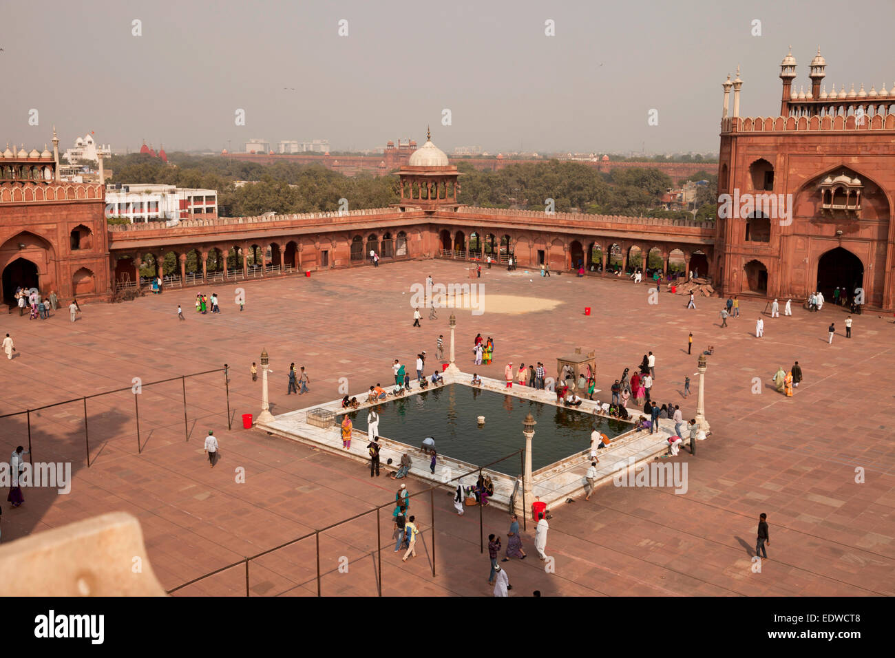 Cour de la mosquée de vendredi Jama Masjid, Delhi, Inde, Banque D'Images
