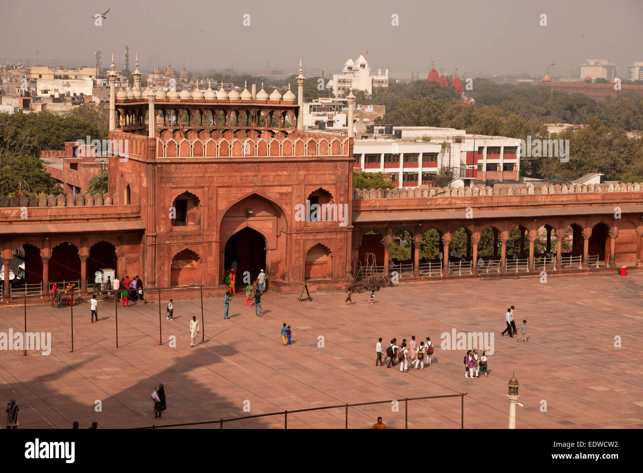 Cour de la mosquée de vendredi Jama Masjid, Delhi, Inde, Asie Banque D'Images