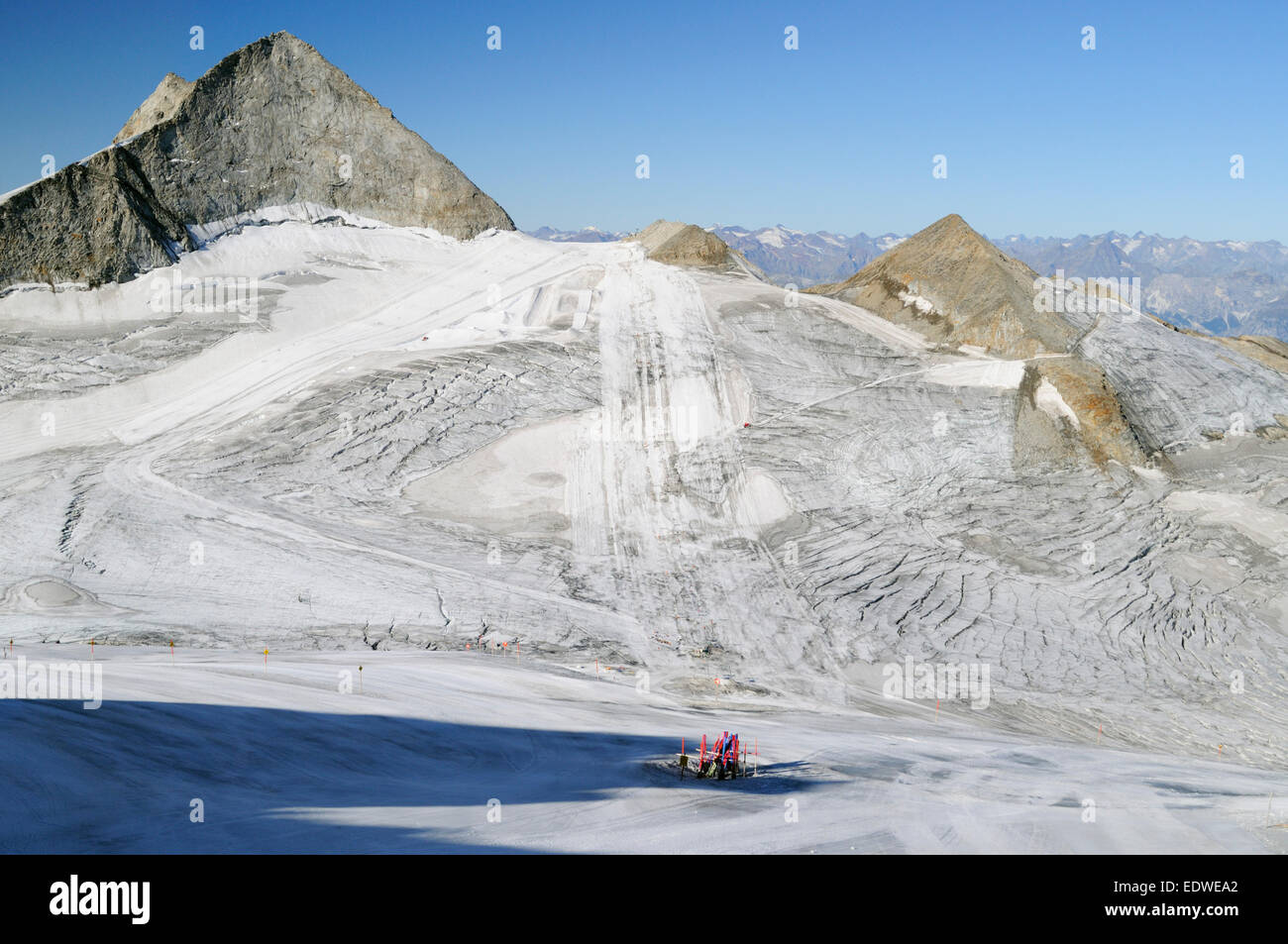 Hintertux Glacier et Olperer sommet à la fin de l'été, le ski d'été, Tyrol, Autriche Banque D'Images