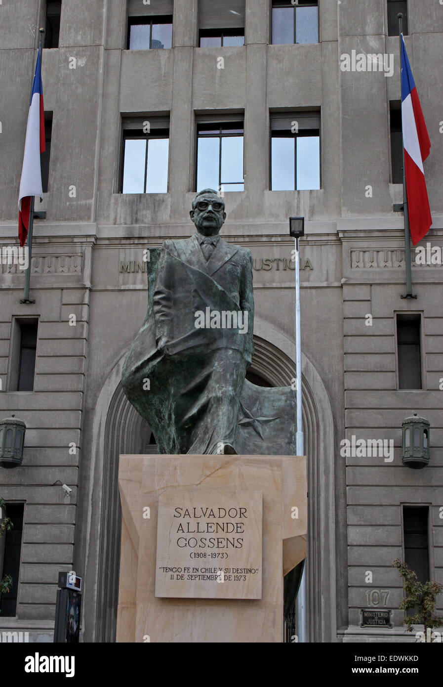 La statue de la président chilien Salvador Allende, à Santiago, Chili. Banque D'Images