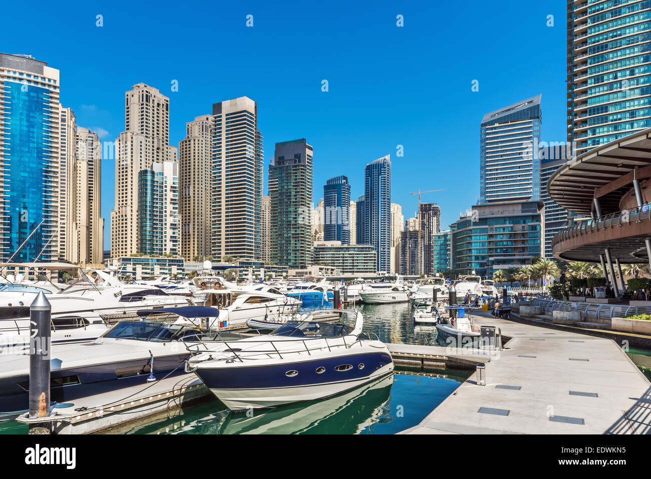 Yachts dans la Marina de Dubaï, Émirats arabes unis, Moyen Orient Banque D'Images