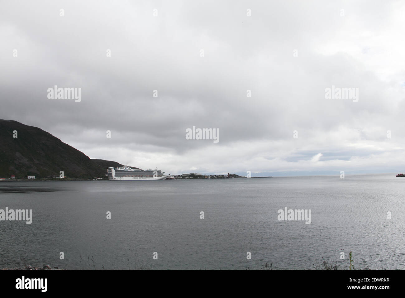 Ville et port, Honningsvag, Nordkapp, Norvège municipalité Banque D'Images